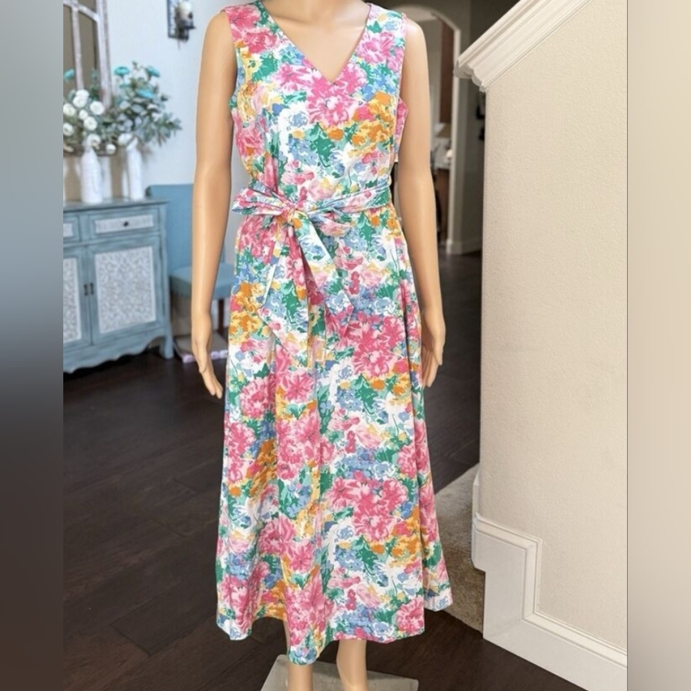 Anne Klein Floral Sleeveless Maxi Dress Sz L Never Worn Colorfull And Fun
